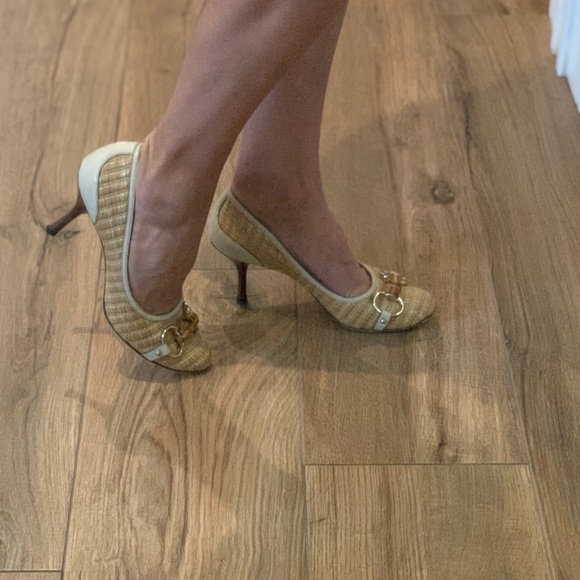 GUCCI - Horse bit Bamboo Straw Kitten heels - Picture 2 of 10